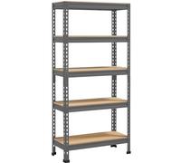 Yaheetech Estantería Metálica Galvanizada 150x70x30cm Estanterias Almacenaje de 5 Niveles Estante Industrial de Almacenamiento para Trastero Garaje Taller Carga de 750 kg sin Tornillos Gris Oscuro