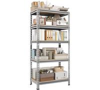 Yaheetech Estantería Metálica Galvanizada 150x70x30cm Estanterias Almacenaje de 5 Niveles Estante Industrial de Almacenamiento para Trastero Garaje Taller Carga de 750 kg sin Tornillos Gris Claro