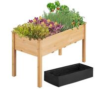 Yaheetech Huerto Urbano Macetero Rectangular Jardinera Madera de Pino con Soporte Estantería para Macetas Plantas Elevado para Cultivar Plantas Verduras Flores Hierbas 121 x 60 x 76 cm