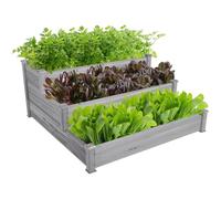 Yaheetech Huerto Urbano Terraza de 3 Camas de Cultivo Separadas Jardinera de Madera de 3 Pisos con Diseño de Escalera para Cultivar Plantas Flores Verduras 120 x 120 x 56cm Gris