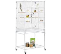 Yaheetech Jaula Grande para Pájaros con Soporte de Pie y Ruedas - 136 cm Blanco - para Loros y Mascotas