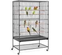 Yaheetech Jaula Grande para Pájaros Jaula para Loros para Mascota con Ruedas 93,5x56,5x153 cm