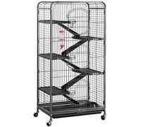 Yaheetech Jaula Hurones Grande con Pie 64x43x131cm Jaulas para Roedores Hamster Caseta para Conejos Enanos Negro