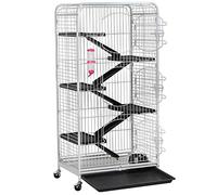 Yaheetech Jaula para Hamster Grande Jaulas de 3 Niveles para Hurones Cobaya con Pie Escalara 64x43x131cm Blanca