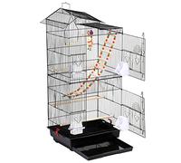 Yaheetech Jaula para Pájaros 46x35.5X 99 cm con Juguetes Asa Portátil 4 Comederos 3 Perchas Jaula de Aves Canarios Jaula para Mascota