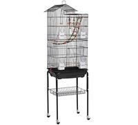 Yaheetech Jaula para Pájaros Jaula con Soporte Ruedas para Canarios Jaula Mascota 46 x 35 x 158,5 cm