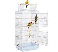 Yaheetech Jaula para Pájaros Jaula Metálica para Mascota Aves Loros Canarios 46 x 36 x 92 cm Blanco