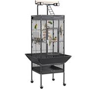 Yaheetech Jaula para Pájaros Jaulas Grandes para Canarios Loros Jaula Metal Grande 64 x 64 x 157 cm Negro