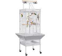 Yaheetech Jaula para Pájaros Jaulas Grandes para Canarios Loros Jaula Metal Grande 64 x 64 x 157 cm Blanco