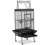 Yaheetech Jaula para Pájaros Jaulas Grandes para Canarios Loros Jaula Metal Grande 80 x 76 x 172 cm Negro
