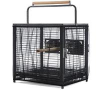 Yaheetech Jaula para Pájaros Portátil con Funda Protectora para Visitas al Veterinario 48,5 x 39 x 47,5cm Jaula Aves con Asa y 2 Perchas Negro