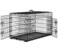 Yaheetech Jaula para Perros 107x66x74,5cm Doble Puerta con Separador Transportin Perro de Viaje Jaula Metálica Plegable con Bandeja Extraíble para Interior Exterior Negro