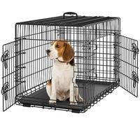 Yaheetech Jaula para Perros 90x56,5x63cm Doble Puerta con Separador Transportin Perro de Viaje Jaula Metálica Plegable con Bandeja Extraíble para Interior Exterior Negro