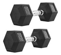 Yaheetech Juego de 2 Mancuernas Hexagonales, 5 kg/10 kg Juego de Pesas Antideslizantes con Revestimiento de Goma para Entrenamientos de Fuerza Gimnasio en Casa (Negro, 2 x 10 kg)