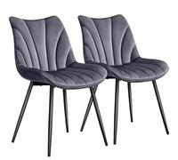 Yaheetech Juego de 2 Sillas de Comedor con Respaldo Sillones sin Reposabrazos con Patas de Metal para Cocina Salón (1, Gris Oscuro)