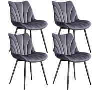 Yaheetech Juego de 2 Sillas de Comedor con Respaldo Sillones sin Reposabrazos con Patas de Metal para Cocina Salón (2, Gris Oscuro)