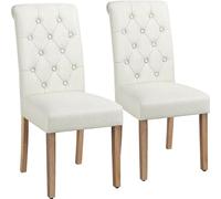 Yaheetech Juego de 2 Sillas de Comedor Silla Acolchada de Tela Beige