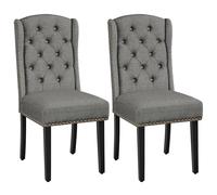 Yaheetech Juego de 2 Sillas de Comedor Tapizadas con Botones Silla Tapizada Patas de Madera Sillas Descalzadoras para Cocina Restaurante Comedor Gris Claro