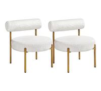Yaheetech Juego de 2 Sillas de Comedor Tapizadas Silla Relax con Estructura Reforzada 136kg Capacidad Asiento y Respaldo Acolchado Bouclé para Sala Dormitorio Cocina Blanco