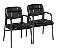 Yaheetech Juego de 2 Sillas de Reuniones Sillas de Oficina con Respaldo Ergonómico Escritorio Silla de Recepción sin Ruedas Sillón para Conferencia, Sala de Espera MAX Capacidad 135 KG Negro
