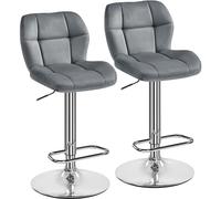 Yaheetech Juego de 2 Taburetes de Bar Modernos de Altura Ajustable Pack 2 Sillas de Bar de Póliester Silla Alta Giratorio 44×50.5×89cm Gris Oscuro