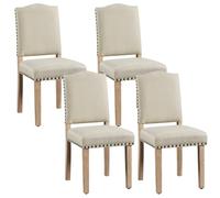 Yaheetech Juego de 4 Sillas de Cocina Tapizada de Tela Pata Madera Beige