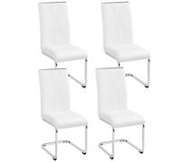 Yaheetech - Juego de 4 sillas voladizos de Comedor de Piel sintética sillas de Cocina con Patas metálicas, Respaldo Alto, diseño contemporáneo para salón, Oficina, Dormitorio, Color Blanco