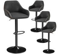 Yaheetech Juego de 4 Taburetes Taburetes Altos de Cocina Taburete de Bar Giratorio Altura Ajustable Entre 88-108 cm para Comedor Cocina y Bar Negro