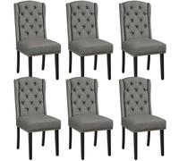 Yaheetech Juego de 6 Sillas de Cocina Tela Diseño de Botones Gris Claro