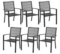 Yaheetech Juego de 6 Sillas de Comedor de Metal con Respaldo Muebles de Exterior para Todo Tiempo para Jardín Terraza Balcón Patio Piscina Carga 136kg