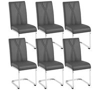 Yaheetech Juego de 6 Sillas de Comedor Moderna Piel Sintética Gris Oscuro
