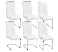 Yaheetech - Juego de 6 sillas voladizos de Comedor de Piel sintética sillas de Cocina con Patas metálicas, Respaldo Alto, diseño contemporáneo para salón, Oficina, Dormitorio, Color Blanco