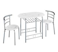 Yaheetech Juego de Comedor de 3 Piezas con Estante para Vinos, Mesa y 2 Sillas para Cocina, Muebles Ahorro de Espacio con Almacenaje, Medidas 90 x 53 cm, Estilo Moderno Blanco