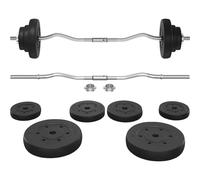 Yaheetech Juego de Mancuernas Barra de Pesas 20kg con Barra Curl W de 120cm