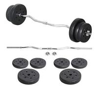 Yaheetech Juego de Mancuernas Barra de Pesas 25kg con Barra Curl W de 120cm