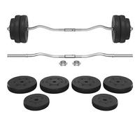 Yaheetech Juego de Mancuernas Barra de Pesas 30kg con Barra Curl W de 120cm
