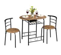 Yaheetech Juego de Mesa de Cocina Redonda con 2 Sillas, Juego de Muebles de Cocina de 3 Piezas, para Espacios Pequeños, Jardín, Estudio Marrón