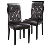 Yaheetech Juego de Sillas de Comedor Sillas Pack 2 de Salón Piel Sintética Sillas Acolchadas con Respaldo Patas de Madera Silla Comedor Capacidad 135 KG Marrón Oscuro