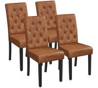 Yaheetech Juego de Sillas de Comedor Sillas Pack 4 de Salón Piel Sintética Sillas Acolchadas con Respaldo Patas de Madera Silla Comedor Capacidad 135 KG Marrón Claro