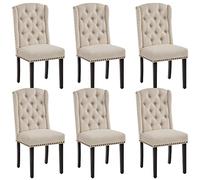 Yaheetech Juego de Sillas de Comedor Tapizadas con Botones Silla Patas de Madera Sillas para Cocina Restaurante Comedor