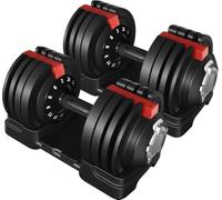 Yaheetech Kit de 2pcs Mancuerna Ajustable 12 en 1 Pesas y Mancuernas Ajuste Rápido de 3kg a 24 kg con Base de Almacenamiento para Gimnasio en Casa