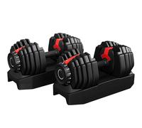 Yaheetech Kit de 2pcs Mancuerna Ajustable 15 Niveles Rápido 2.5-24kg Seguridad de Doble Bloqueo, Agarre Antideslizante, Ahorro de Espacio Para Gimnasio en Casa, Entrenamientos de Cuerpo Completo