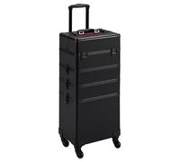 Yaheetech Maletín Maquillaje Profesional 4 en 1 con Ruedas para Peluqueria | Maleta de Maquillaje con Cuatro Ruedas, Bloqueable y Reforzado,34x25.5x80.5cm