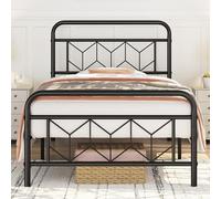 Yaheetech Marco de Cama Individual Adecuado para Colchón de 90x200 cm Estructura Metálica de Cama con Espacio Almacenamiento Estilo Moderno Industrial Negro