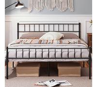 Yaheetech Marco de Cama para Colchón de 160x200cm Cama Matrimonio con Patas 32cm Cama de Metal con Espacio Bajo de Almacenamiento Negro