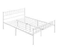 Yaheetech Marco de Cama para Colchón de 160x200cm Cama Matrimonio con Patas 32cm Cama de Metal con Espacio Bajo de Almacenamiento Blanco