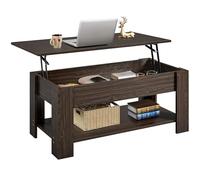Yaheetech Mesa Centro Elevable con Estante Mesa Café con Revistero Mesita Baja de Moderno Grande para Salón 120 x 59 x 49,5 cm Espresso