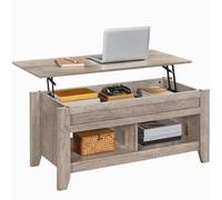 Yaheetech Mesa Centro Elevable de Madera Mesa de Café para Salón con Revistero Mueble de Diseño Moderno 104,5 x 49,5 x (49-61,5) cm Gris