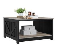Yaheetech Mesa de Centro con Revistero Mesita Baja Sofá Mesa de Café de Madera MDF para Salón Sala de Estar Negro Gray 80×80×45cm