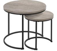 Yaheetech Mesa de Centro Redonda Juego de 2 Mesas Auxiliares Mesas Nido Mesitas de Café Rustica para Salón Mesa Auxiliar 60x60x50,5cm Gris